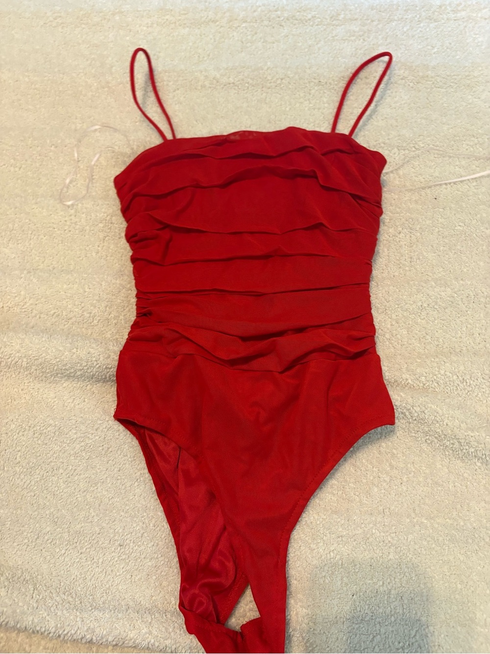 Princess Polly Red Ruched Bodysuit - Picture 2 of 3